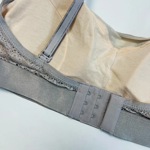 Soma Bralette Geo Mesh Scoop Neck Size Medium Opal Gray Adjustable Lace NWT - Picture 6 of 11